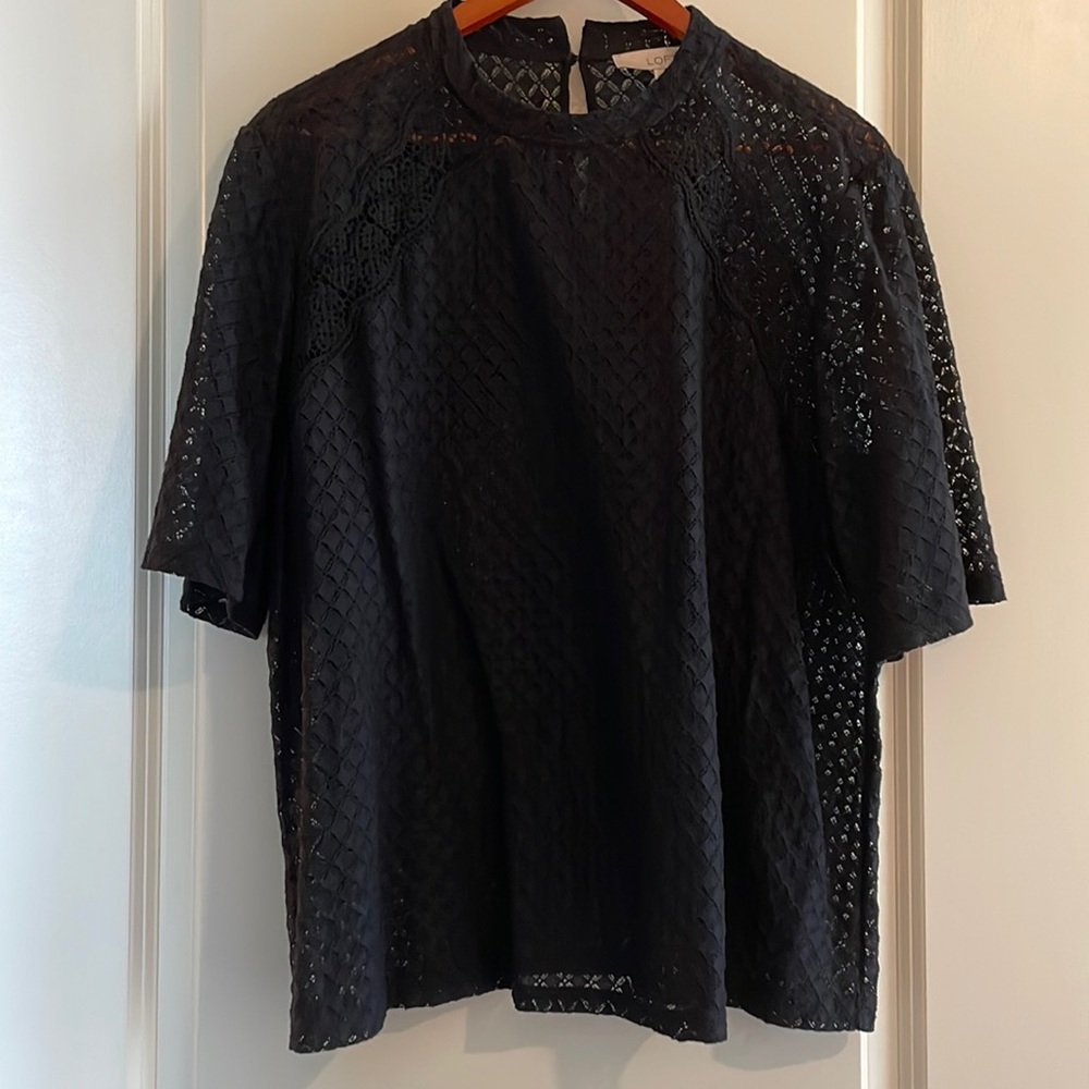 LOFT black, lace-like top